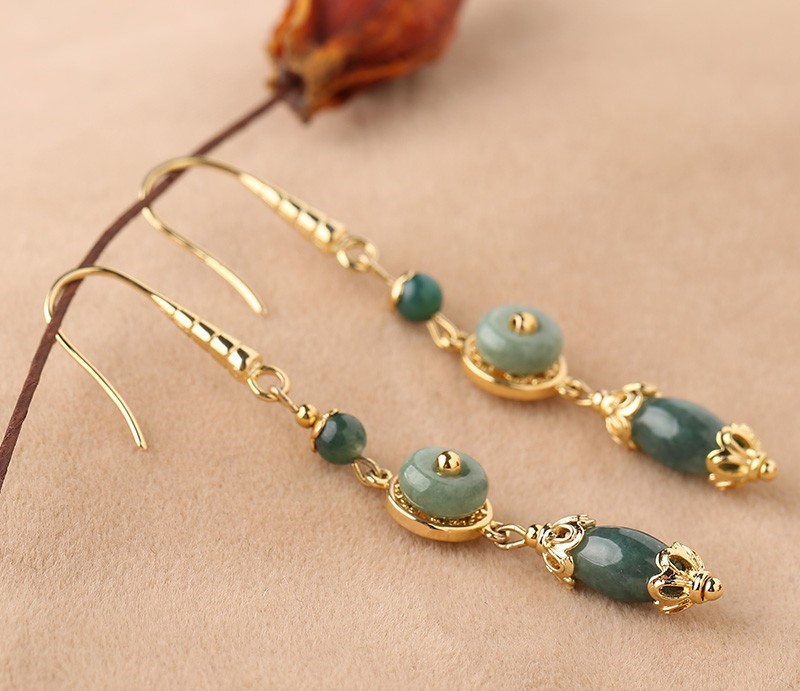 氣質(zhì)翡翠吊墜耳環(huán)，古風(fēng)古典首飾