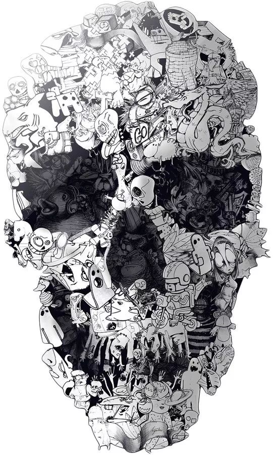 一組手繪骷髏頭插畫，猶如帶刺的玫瑰！