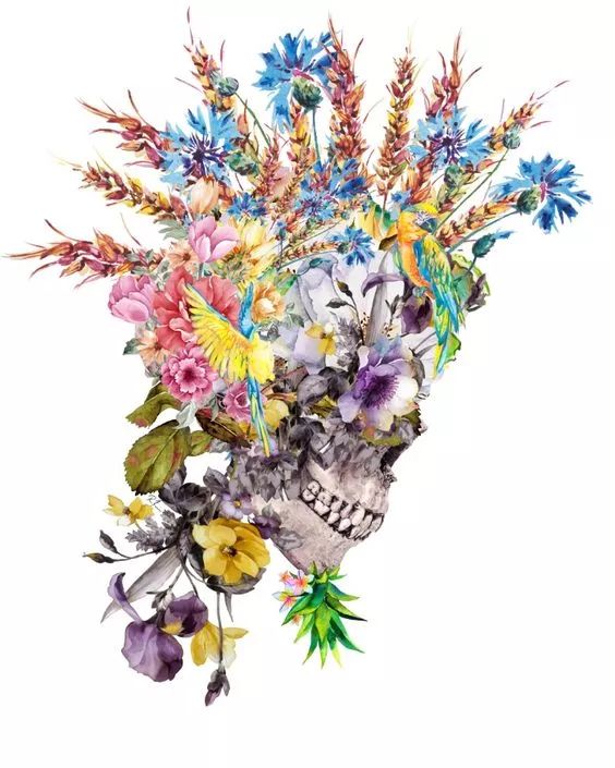一組手繪骷髏頭插畫，猶如帶刺的玫瑰！