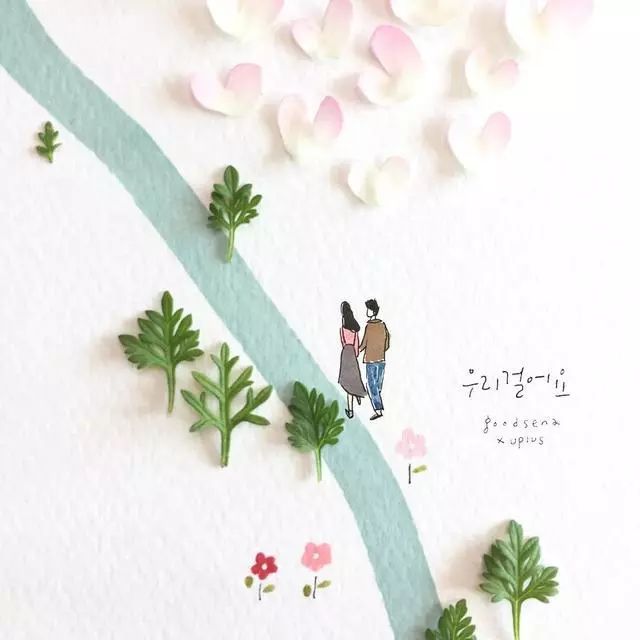 一組創(chuàng)意花瓣插畫，小清新唯美手繪插畫