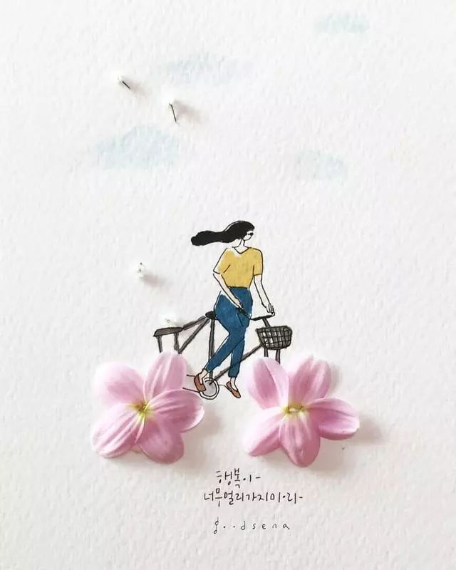 一組創(chuàng)意花瓣插畫，小清新唯美手繪插畫