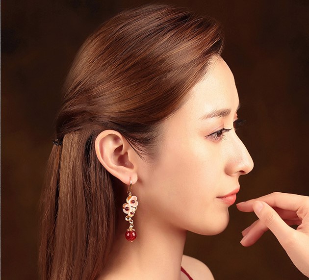 貝殼花朵琉璃吊墜耳環(huán)，古風(fēng)氣質(zhì)嬌雅清新首飾