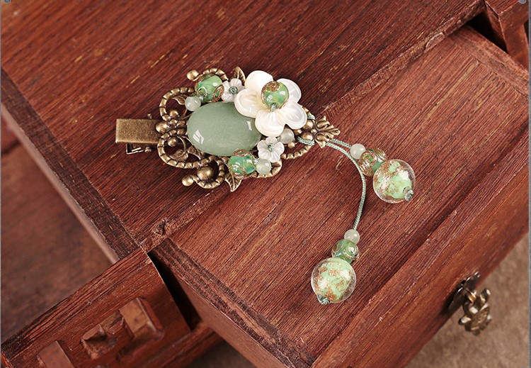 碧水柔芳發(fā)夾，古風(fēng)古典流蘇頭飾