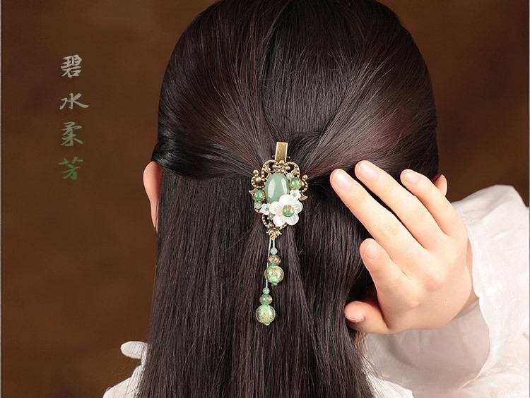 碧水柔芳發(fā)夾，古風(fēng)古典流蘇頭飾