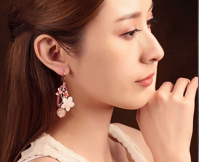 琉璃貝殼耳墜耳環(huán)，古風嬌美耳環(huán)