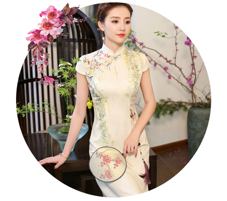 綠盈柳絲繡花旗袍，清新唯美旗袍裙