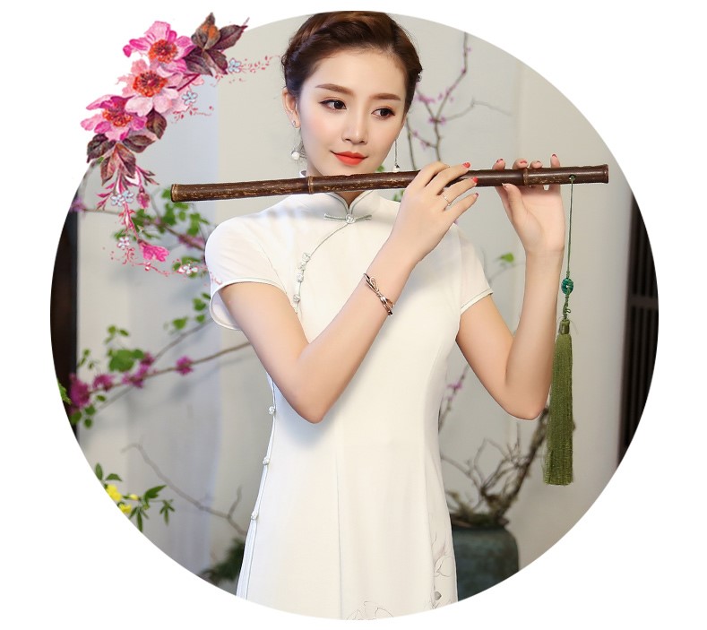 白玉嬌旗袍，復(fù)古素雅旗袍裙