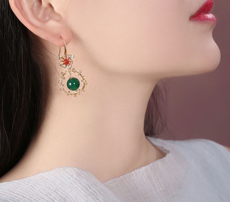 超仙不對稱吊墜耳環(huán)，復(fù)古瑪瑙耳墜耳環(huán)