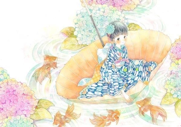 一組少女風(fēng)的日系水彩插畫(huà)：清新唯美萌妹紙