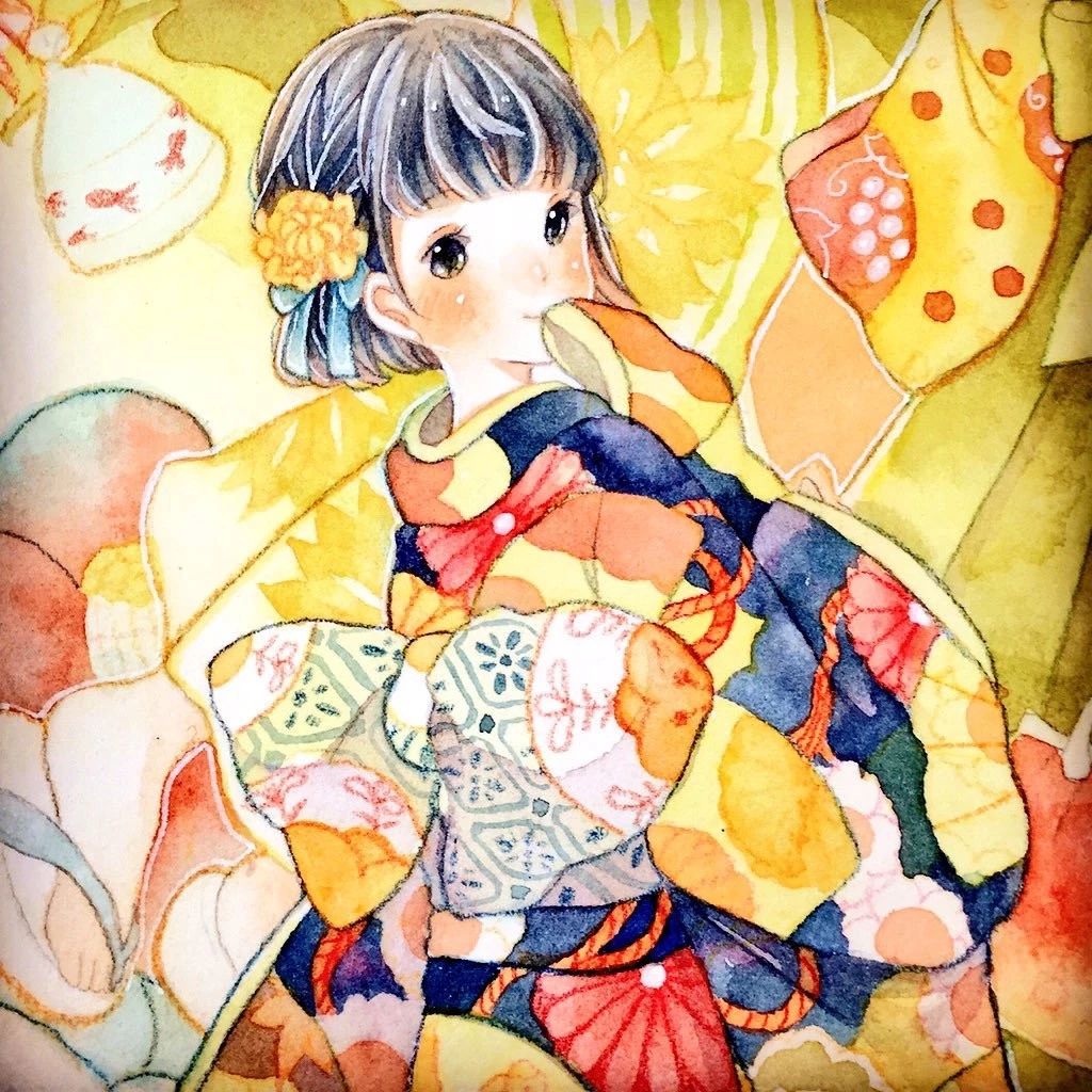 一組少女風(fēng)的日系水彩插畫(huà)：清新唯美萌妹紙