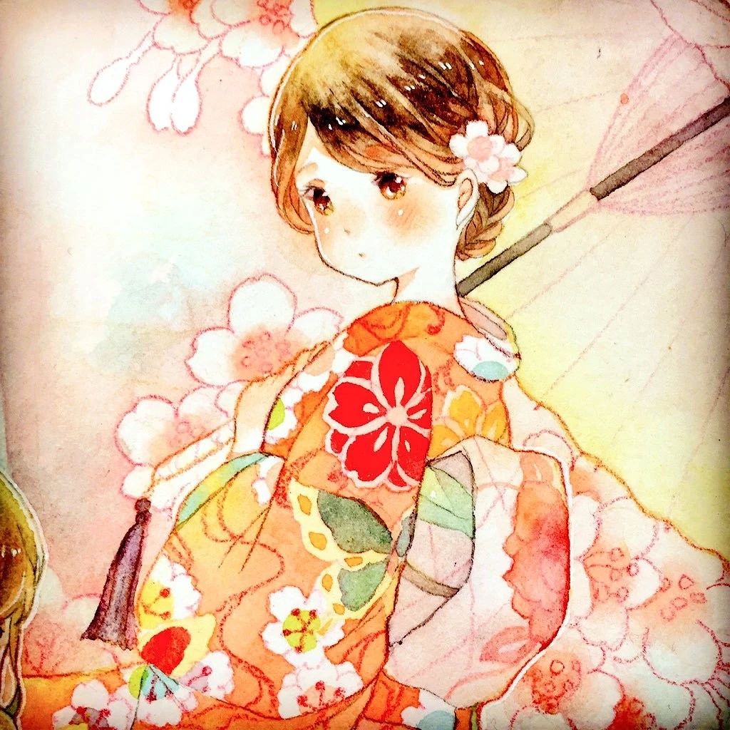 一組少女風(fēng)的日系水彩插畫(huà)：清新唯美萌妹紙