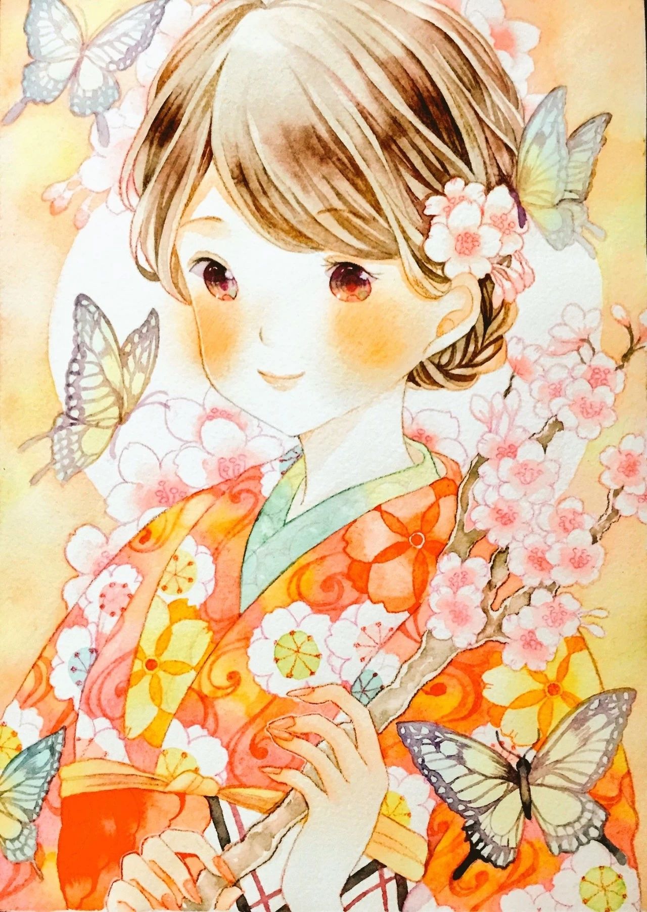 一組少女風(fēng)的日系水彩插畫(huà)：清新唯美萌妹紙