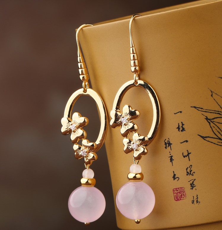 冷淡風(fēng)復(fù)古耳環(huán)，少女玉墜耳飾首飾