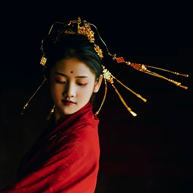 驚艷紅衣女生頭像，唯美古風(fēng)真人頭像