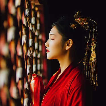 驚艷紅衣女生頭像，唯美古風(fēng)真人頭像