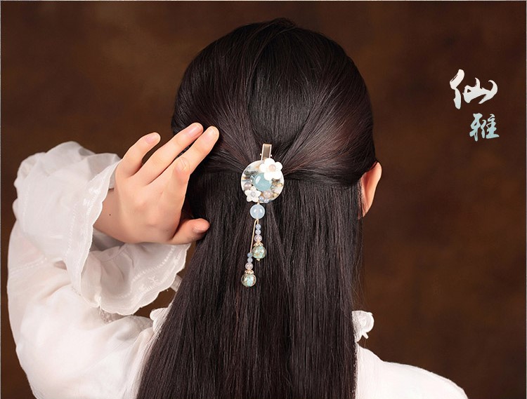 仙雅古風發(fā)夾，清新潔白頭飾