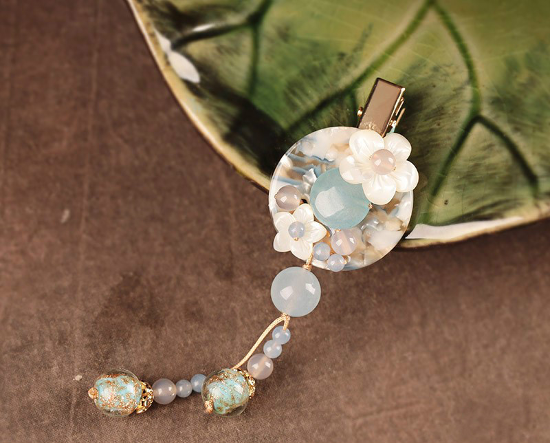 仙雅古風發(fā)夾，清新潔白頭飾