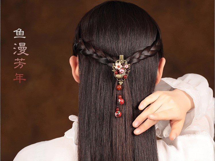 魚漫芳華發(fā)夾：古典福連文苑頭飾