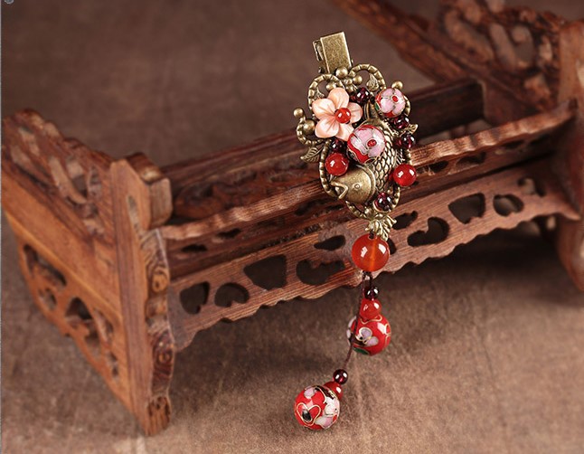 魚漫芳華發(fā)夾：古典福連文苑頭飾