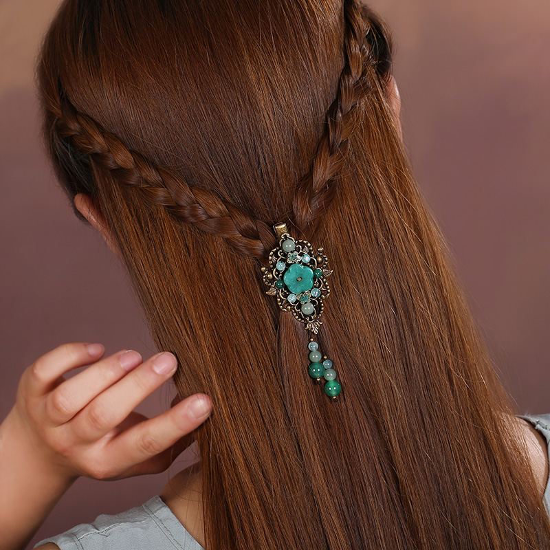 陌上花飛發(fā)夾，古風(fēng)碧綠頭飾