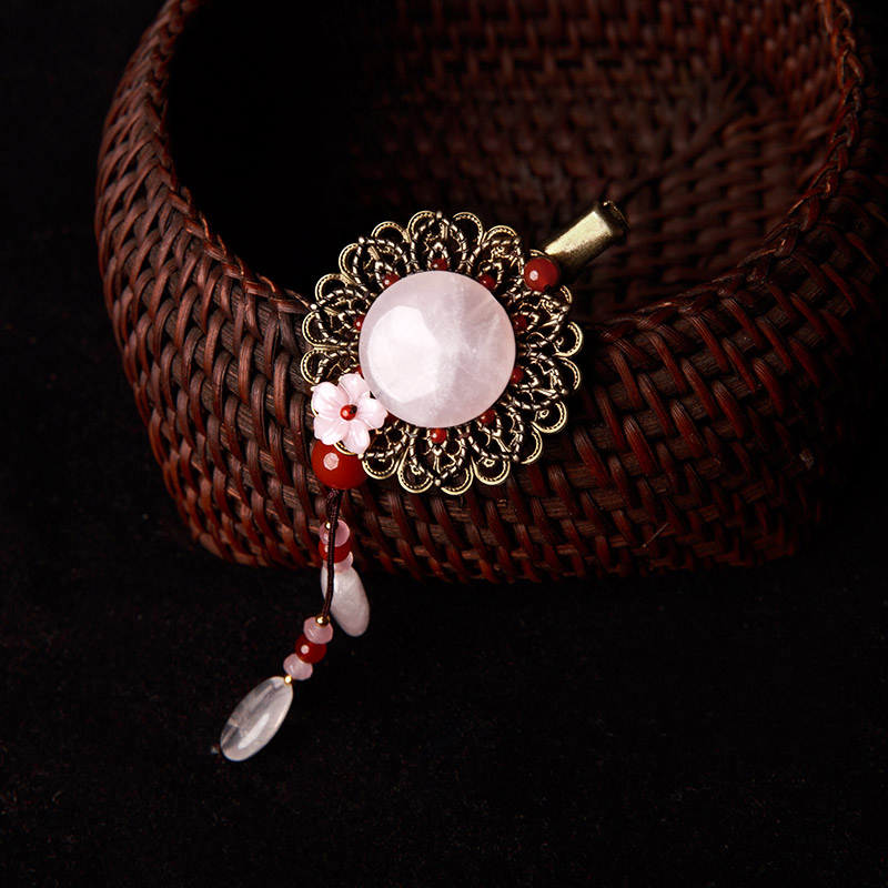 粉玉墜發(fā)飾，古風(fēng)風(fēng)情發(fā)夾頭飾