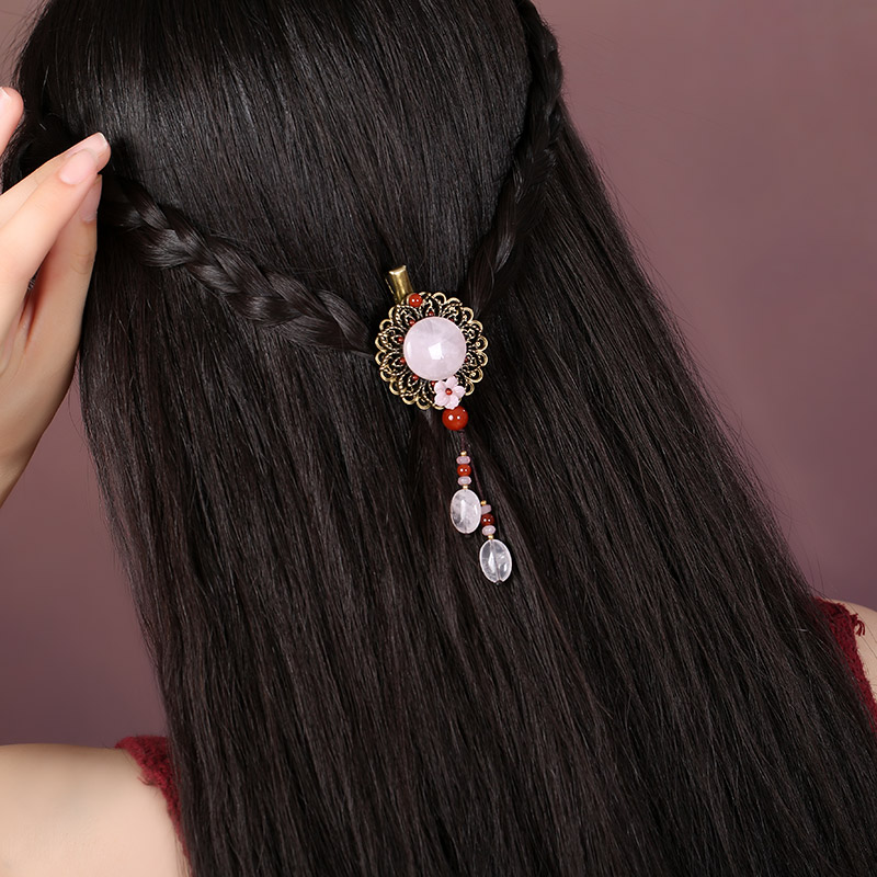 粉玉墜發(fā)飾，古風(fēng)風(fēng)情發(fā)夾頭飾