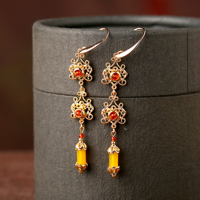 金絲萬縷耳環(huán)，金色耳墜名媛氣質(zhì)首飾