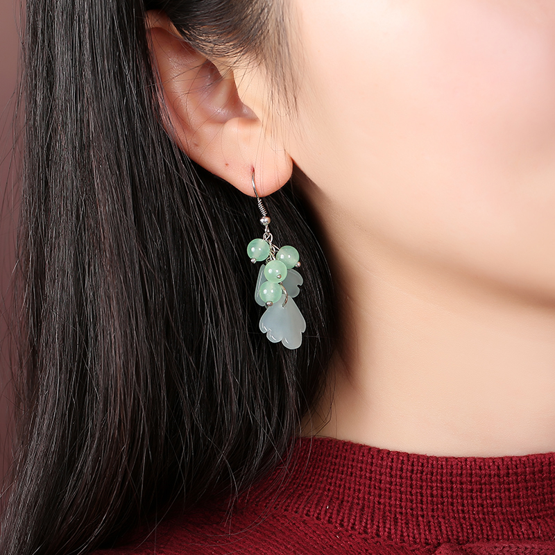 森系葉子吊墜耳環(huán)，古風(fēng)文藝氣質(zhì)首飾