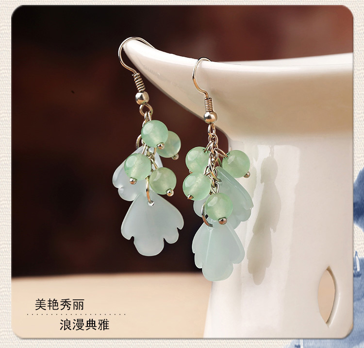 森系葉子吊墜耳環(huán)，古風(fēng)文藝氣質(zhì)首飾