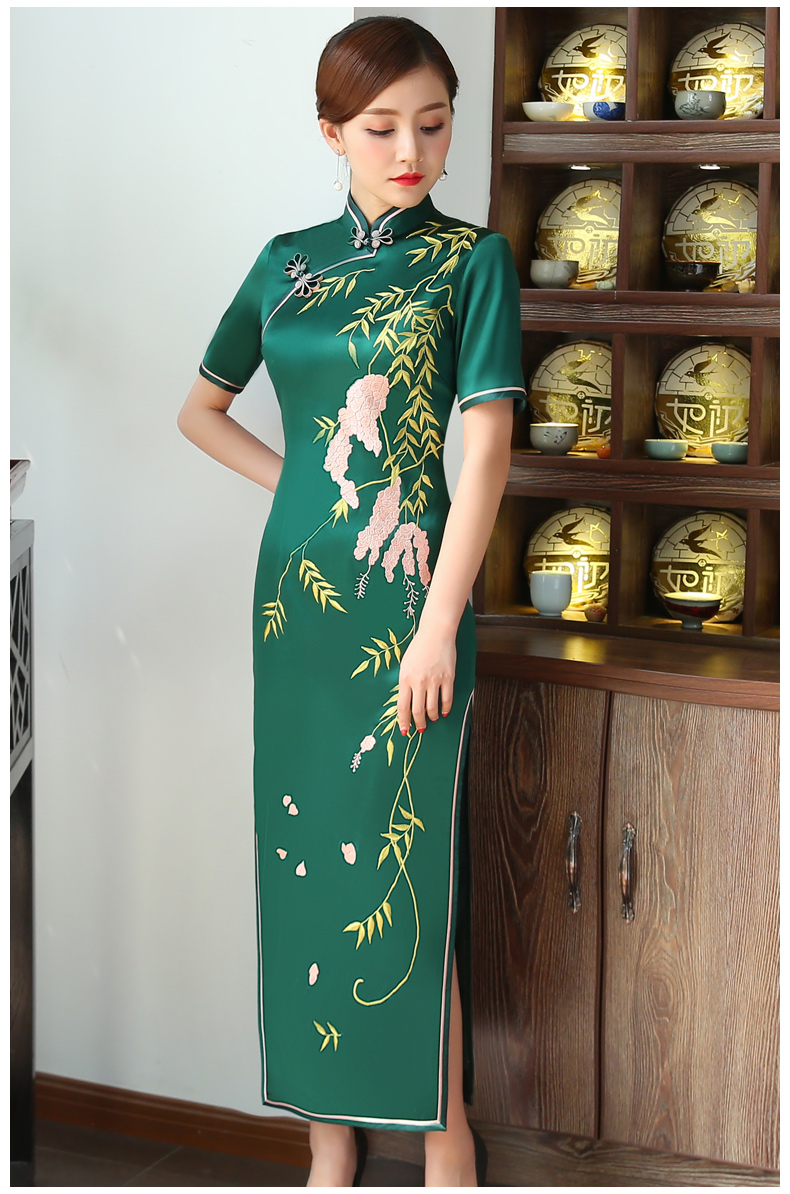 槐樹(shù)花旗袍，會(huì)呼吸的花香旗袍裙