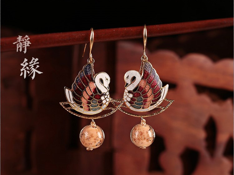 靜緣鴛鴦耳環(huán)，古典美好寓意首飾