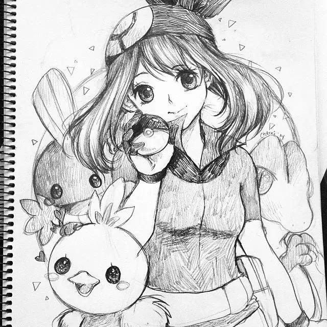 靈動(dòng)的卡通動(dòng)漫人物：黑白鉛筆手繪插畫(huà)