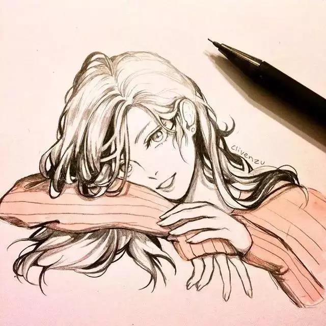手繪鉛筆人物插畫，超級美吧！