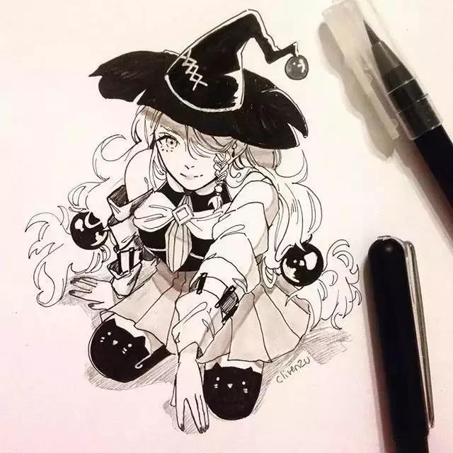 手繪鉛筆人物插畫，超級美吧！