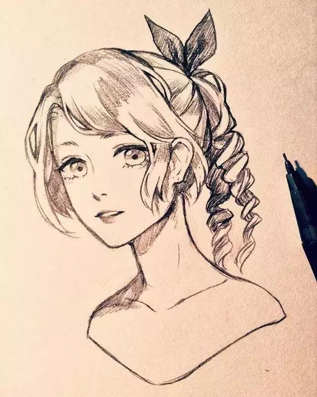 手繪鉛筆人物插畫，超級美吧！