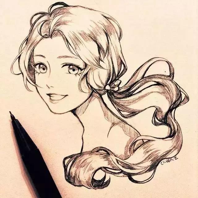 手繪鉛筆人物插畫，超級美吧！