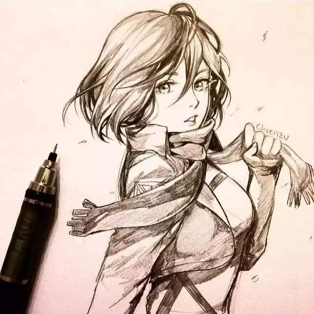 手繪鉛筆人物插畫，超級美吧！