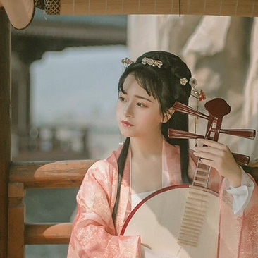 文藝粉紗裙帶傘女生頭像，唯美古風(fēng)真人頭像