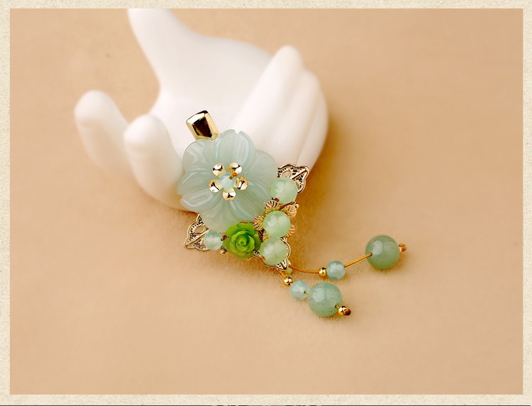 淡綠小花發(fā)夾，小清新古風頭飾