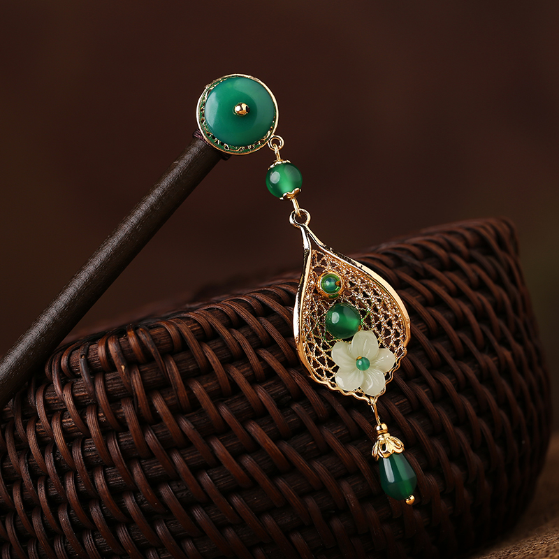 瑪瑙流蘇步搖，古典古風(fēng)簪子頭飾