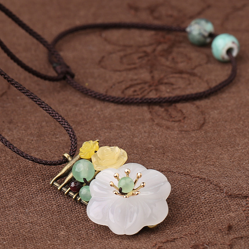 古風(fēng)花朵鎖骨鏈，竊瑩榮亭項鏈