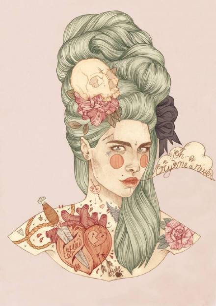 9款風(fēng)格囧異插畫，一組意境嬌艷女性圖片!