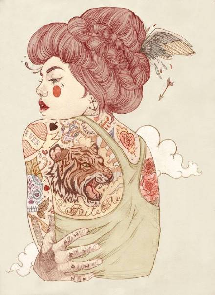 9款風(fēng)格囧異插畫，一組意境嬌艷女性圖片!