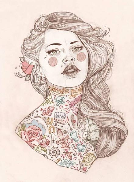 9款風(fēng)格囧異插畫，一組意境嬌艷女性圖片!