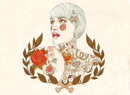 9款風(fēng)格囧異插畫，一組意境嬌艷女性圖片!