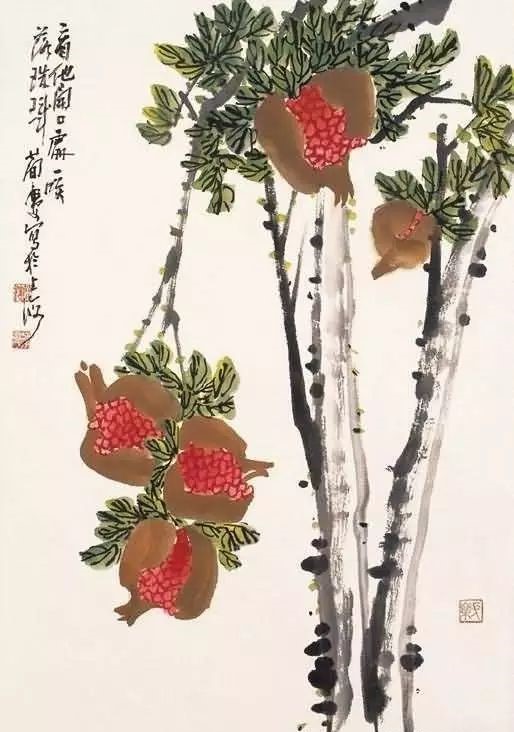 32幅曹簡(jiǎn)樓國(guó)畫(huà)石榴圖：石榴令人垂涎欲滴！