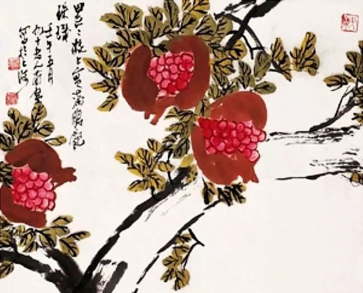32幅曹簡(jiǎn)樓國(guó)畫(huà)石榴圖：石榴令人垂涎欲滴！