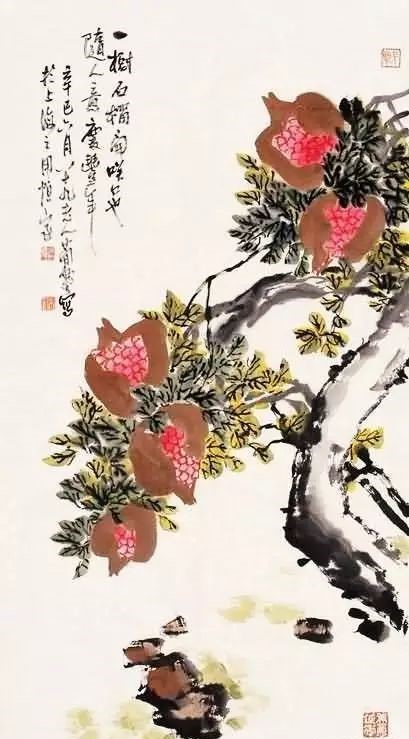 32幅曹簡樓國畫石榴圖：石榴令人垂涎欲滴！