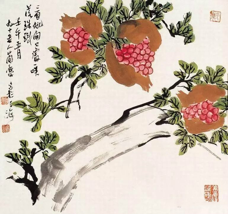 32幅曹簡樓國畫石榴圖：石榴令人垂涎欲滴！