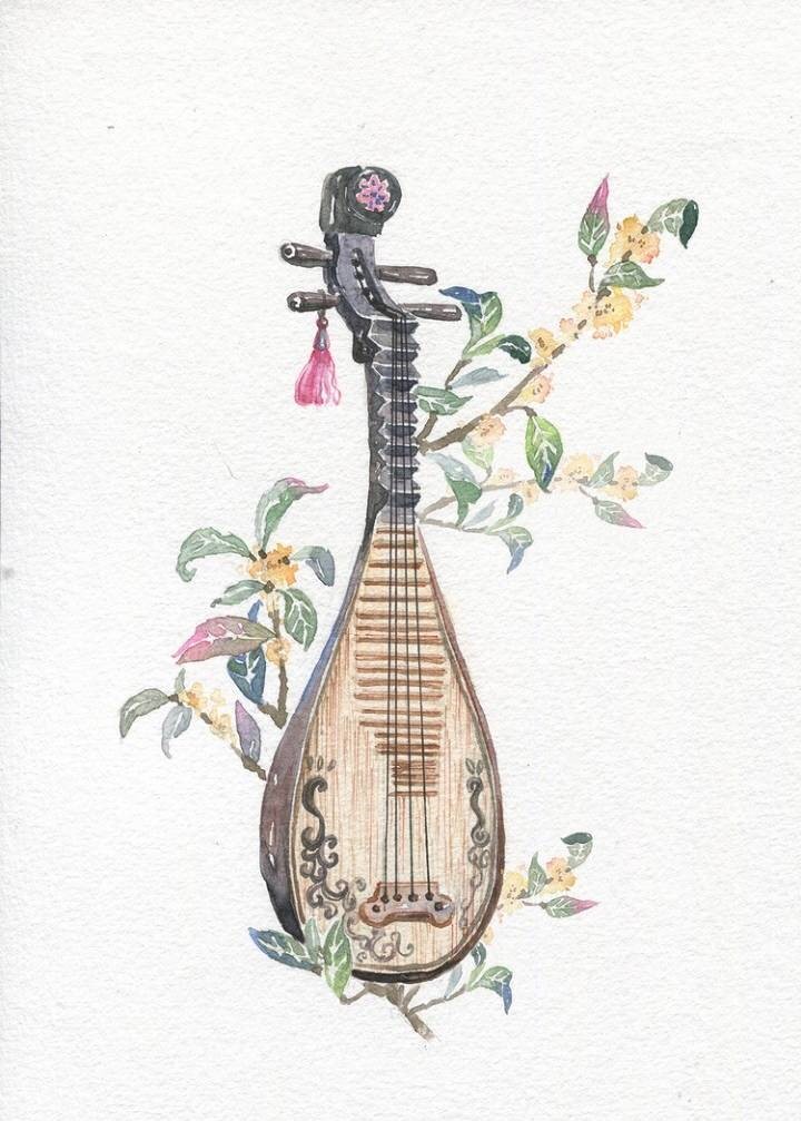 9款唯美古風圖片：一組古風樂器插畫！